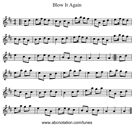 Blow It Again - staff notation
