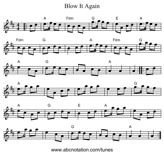 Blow It Again - staff notation