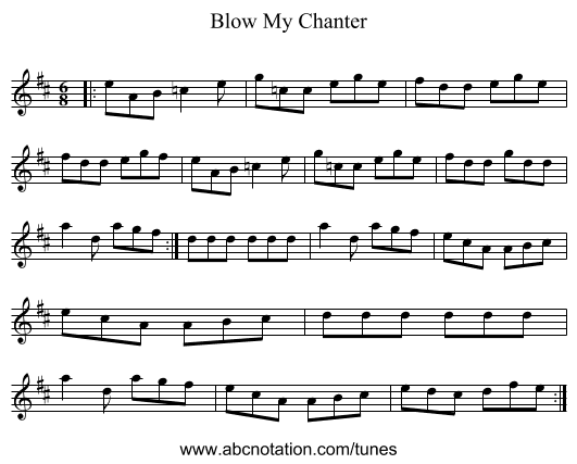 Blow My Chanter - staff notation