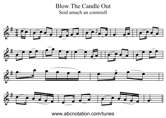 Blow The Candle Out - staff notation