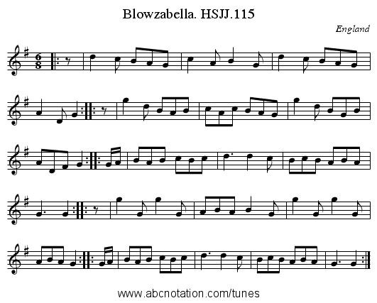 Blowzabella. HSJJ.115 - staff notation