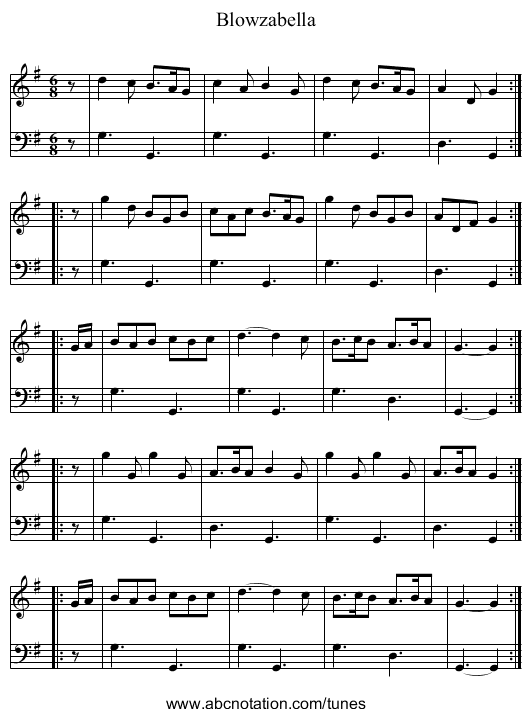 Blowzabella - staff notation
