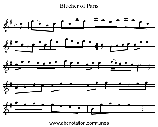 Blucher of Paris - staff notation