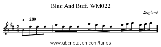 Blue And Buff. WM022 - staff notation