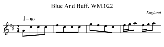 Blue And Buff. WM.022 - staff notation