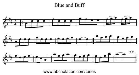 Blue and Buff - staff notation