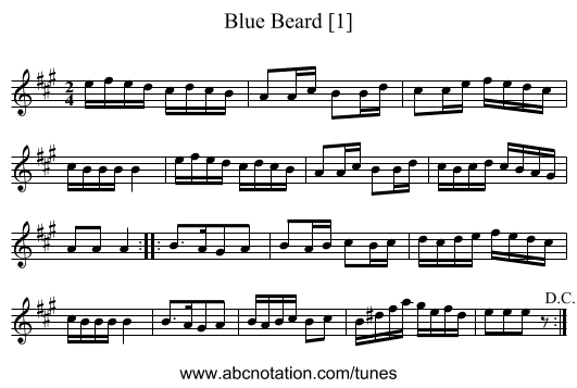 Blue Beard [1] - staff notation