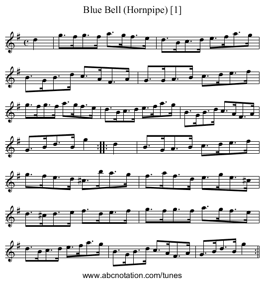 Blue Bell (Hornpipe) [1] - staff notation