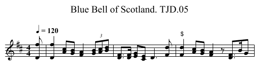 Blue Bell of Scotland. TJD.05 - staff notation