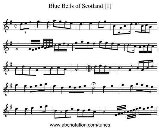 Blue Bells of Scotland [1] - staff notation