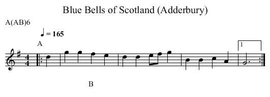 Blue Bells of Scotland (Adderbury) - staff notation
