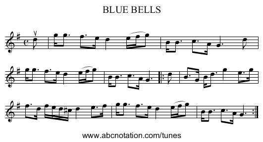 BLUE BELLS - staff notation