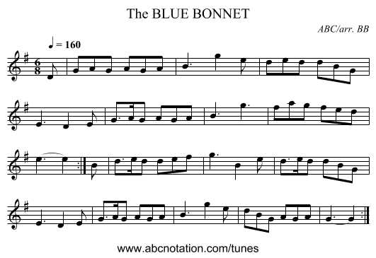 BLUE BONNET, The - staff notation