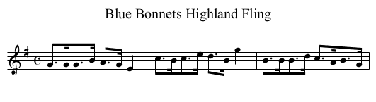 Blue Bonnets Highland Fling - staff notation