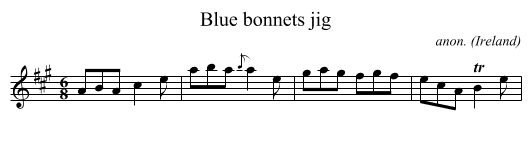 Blue bonnets jig - staff notation