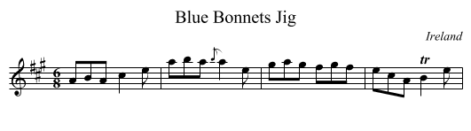 Blue Bonnets Jig - staff notation
