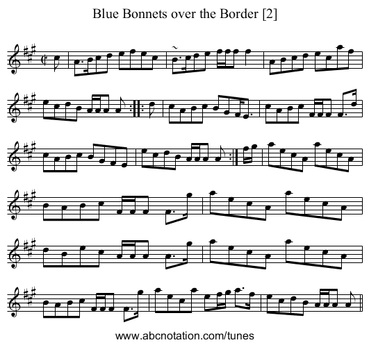 Blue Bonnets over the Border [2] - staff notation