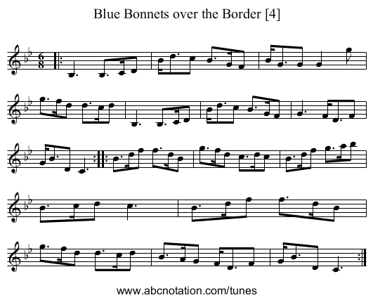 Blue Bonnets over the Border [4] - staff notation