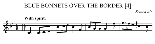 BLUE BONNETS OVER THE BORDER [4] - staff notation