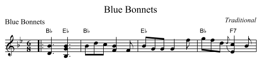 Blue Bonnets - staff notation