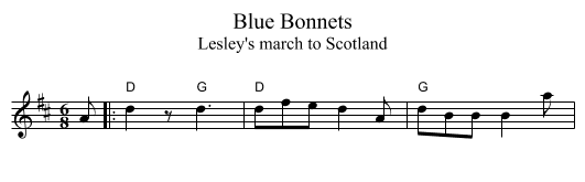 Blue Bonnets - staff notation