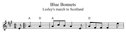 Blue Bonnets - staff notation