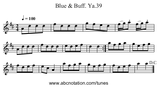 Blue & Buff. Ya.39 - staff notation