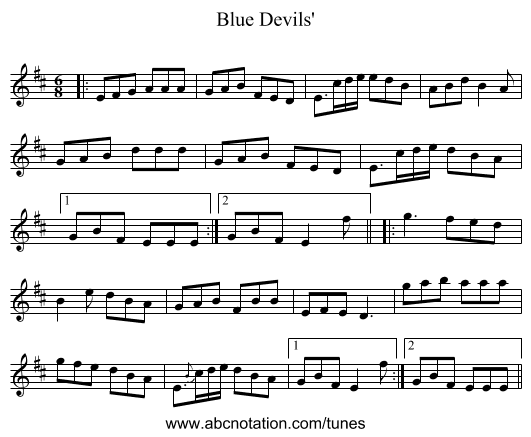 Blue Devils' - staff notation
