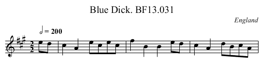 Blue Dick. BF13.031 - staff notation