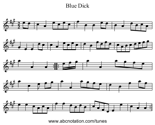 Blue Dick - staff notation