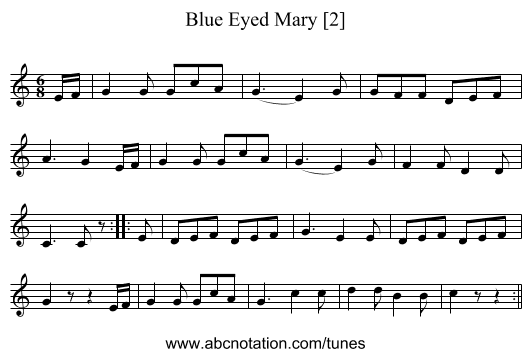Blue Eyed Mary [2] - staff notation