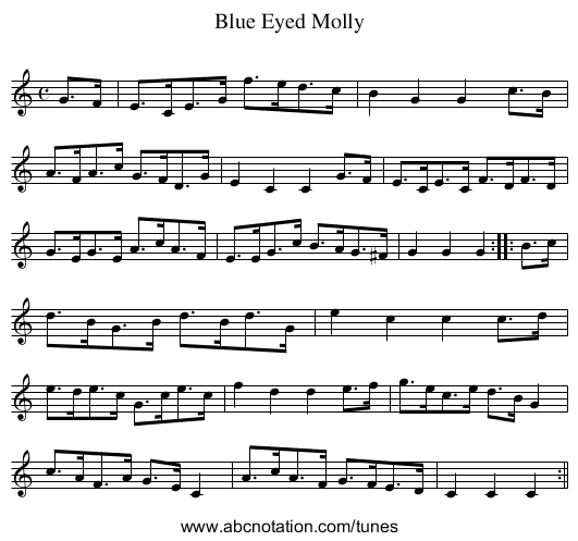 Blue Eyed Molly - staff notation