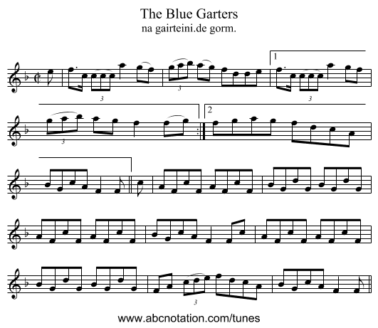 Blue Garters, The - staff notation