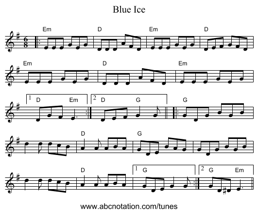 Blue Ice - staff notation