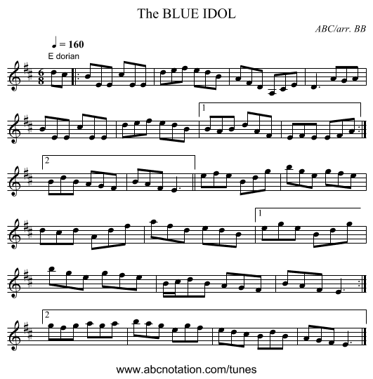 BLUE IDOL, The - staff notation