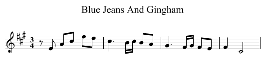 Blue Jeans And Gingham - staff notation