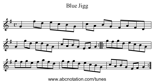 Blue Jigg - staff notation