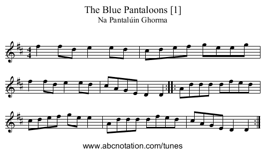 Blue Pantaloons [1], The - staff notation
