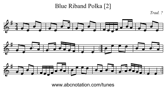 Blue Riband Polka [2] - staff notation