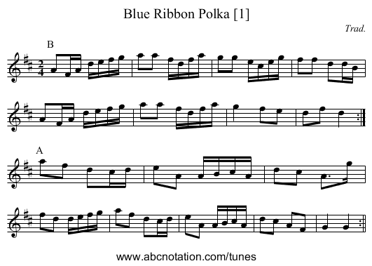 Blue Ribbon Polka [1] - staff notation