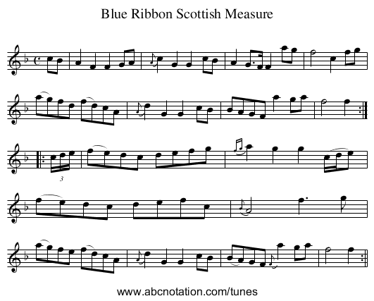 Blue Ribbon Scottish Measure - staff notation