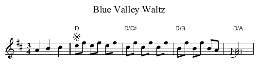 Blue Valley Waltz - staff notation