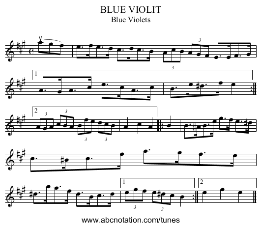 BLUE VIOLIT - staff notation