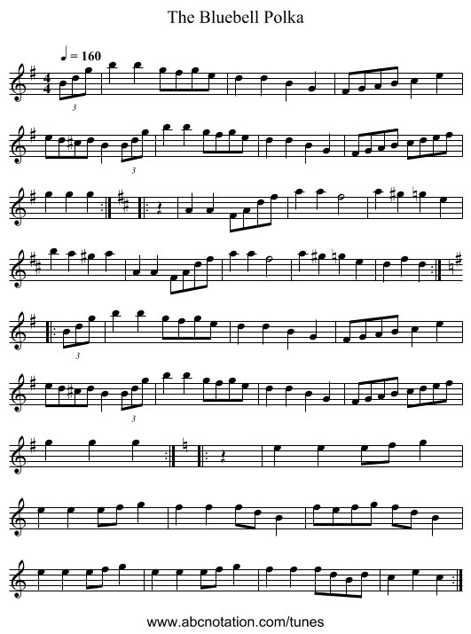 Bluebell Polka, The - staff notation