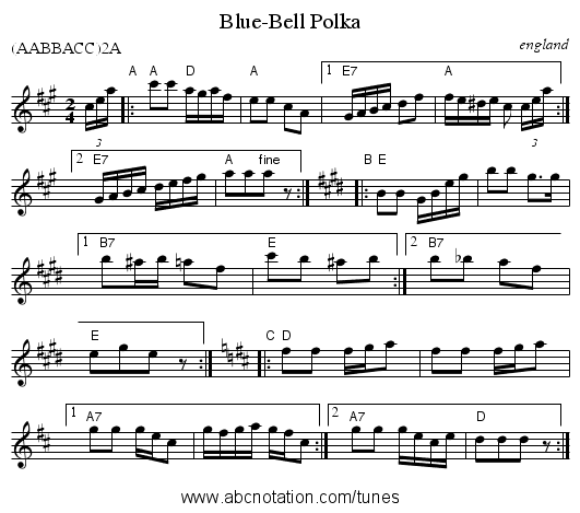 Blue-Bell Polka - staff notation