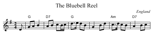 Bluebell Reel, The  - staff notation