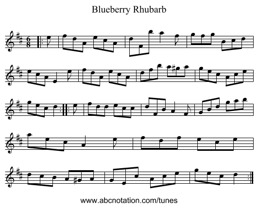 Blueberry Rhubarb - staff notation