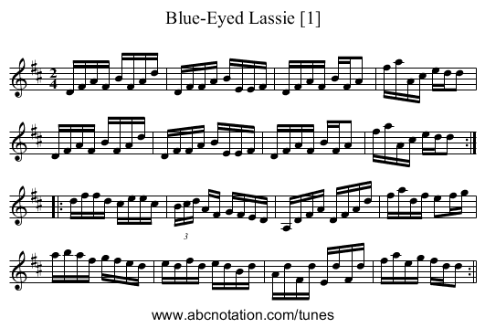 Blue-Eyed Lassie [1] - staff notation