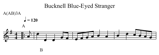 Blue-Eyed Stranger, Bucknell - staff notation