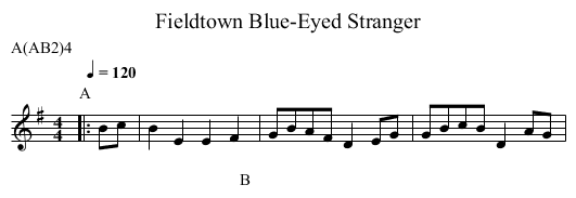 Blue-Eyed Stranger, Fieldtown - staff notation